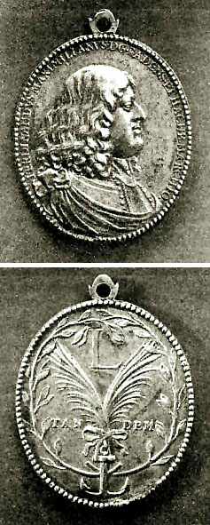 Gedenkmedaille des Markgrafen Ferdinand Maximilian zur Geburt seines Stammhalters, 1655. Druck 1955, Herkunft nicht zitiert