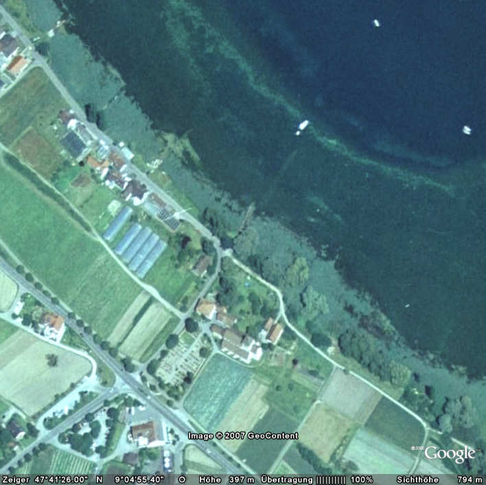 Reichenau, Klosterkirche Oberzell © Google Earth