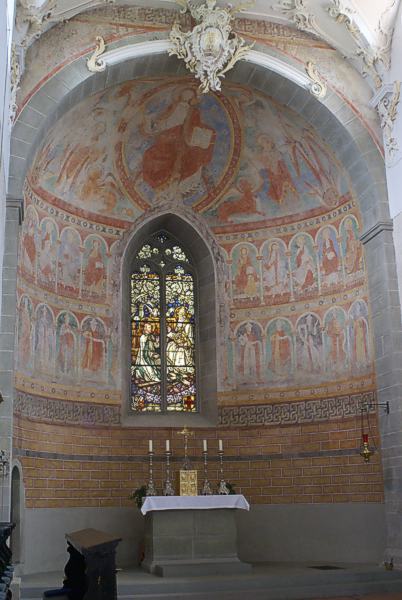 Reichenau, Niederzell, Kirche St. Peter und Paul, Chorfresko des 12. Jahrhunderts