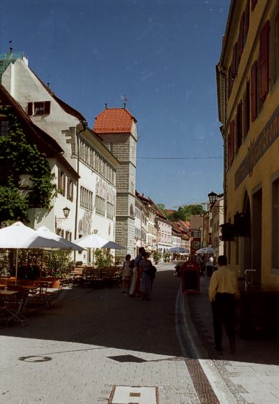 Überlingen, Münsterstraße zum Rathaus gesehen