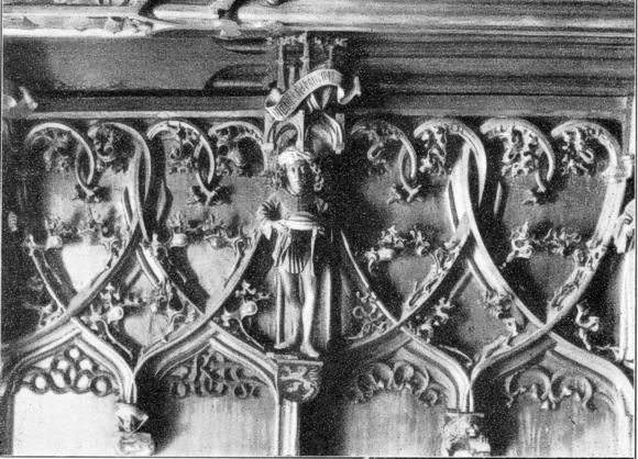 Rathaussaal mit spätgotischem Schnitzwerk von Jakob Ruß, 1492 - 94. Bild: Badische Heimat 46 (1966) S. 67