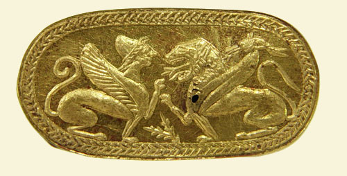Goldring mit Darstellung von Chimaira und Sphinx