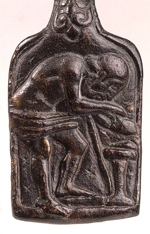 Henkelattasche mit Darstellung eines Haruspex, 5. Jh. v.Chr., Bronze