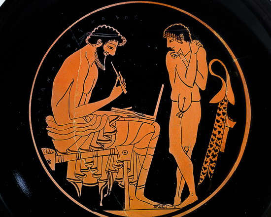 Weinschale (Kylix) aus Athen; Ton; um 500 v. Chr. Inv. BS 465. 