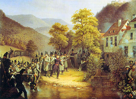 Gefecht in Gernsbach am 29. Juni 1849. Gemälde von Franz Seraph Stirnbrand