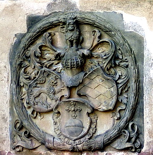 Wappen des Kurfürsten Friedrich II. am Gläsernen Saalbau, um 1550