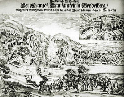 Zerstörung Heidelbergs 1693. Flugblatt aus der Zeit