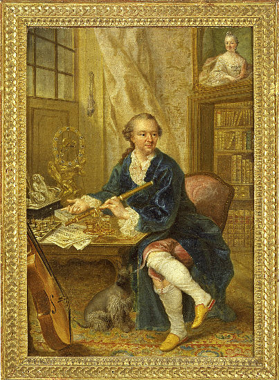 Kurfrst Carl Theodor von der Pfalz in seinem Kabinett in Schloss Schwetzingen.