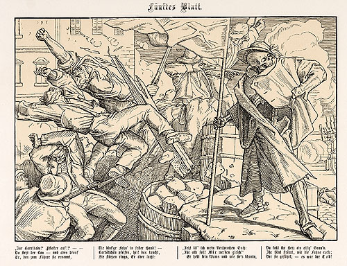 "Auch ein Todtentanz, Fünftes Blatt". Alfred Rethel, Nachdruck nach 1849
