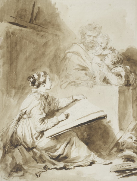 Jean-Honoré Fragonard, Junge Frau (Marguerite Gérard?), zeichnend, um 1775- 1780. Albertina, Wien. © Albertina, Wien