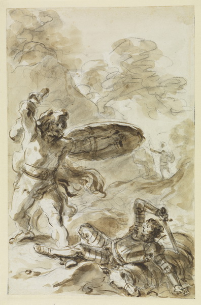 Jean-Honoré Fragonard, Roger beobachtet den Kampf zwischen einem Riesen und einem Ritter, um 1780 – 85. Staatliche Kunsthalle Karlsruhe. © Staatliche Kunsthalle Karlsruhe