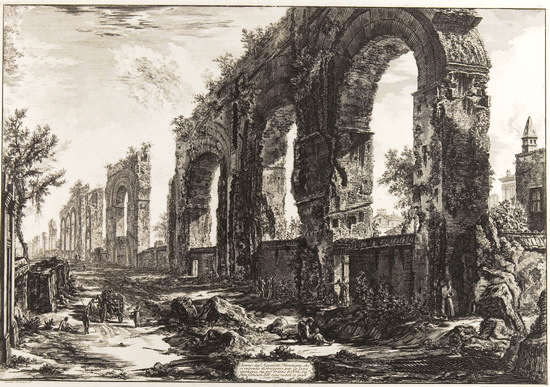 Piranesi: Avanza degl_Aquedotti Neroniani - Ruinen des Nero-Aqudukts.