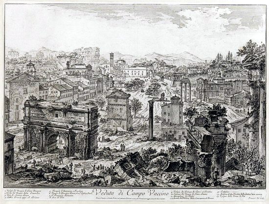 Piranesi: Veduta di Campo Vaccino - Ansicht des Campo Vaccino (Viehweide, heute als Forum Romanum bekannt)