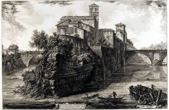 Piranesi: Veduta dell'Isola Tiberina - Ansicht der Tiberinsel 