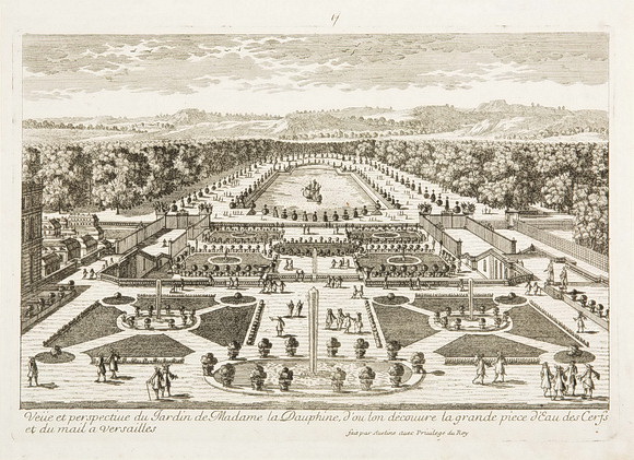 Vue et perspective du Jardin de Madame La Dauphine a Versailles. Pierre Aveline, Paris, 1689. Kupferstich auf Papier. Reiss-Engelhorn-Museen Mannheim. © rem, Foto: Maria Schumann 