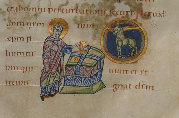 Reichenauer Sakramentar (Ausschnitt und Bucheinband)