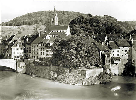 Ansicht der Schweizer Seite vom deutschen Ufer. Aufnahme um 1934