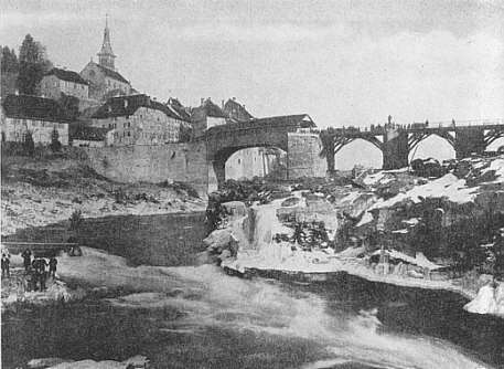 eubau der Brücke über den Rhein, 1911.