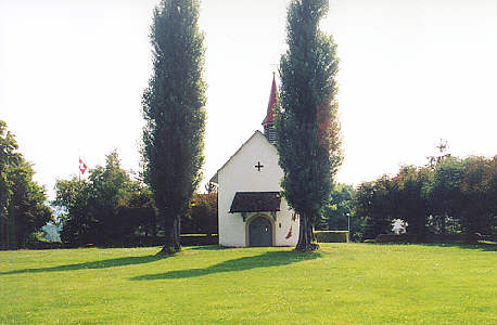 Bad Zurzach, Mauritiuskapelle des 12. Jahrhunderts auf dem Gelände des alten römischen Kastells. Im Innern Darstellungen der Verena-Legende