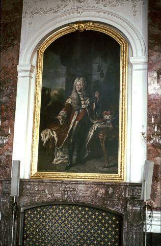 Staatsporträt des Kurfürsten Carl Philipp im Rittersaal des Mannheimer Residenzschlosses