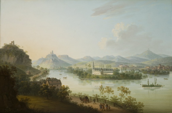 Johannes Jakob Diezler (1789-1855): Rolandseck, Nonnenwerth und das Siebengebirge, um 1830; Sammlung RheinRomantik, Bonn 