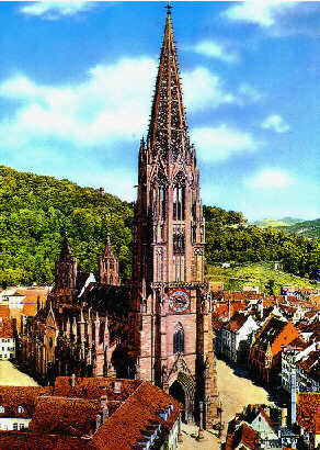 Freiburger Münster, Ansicht aus luftiger Höhe