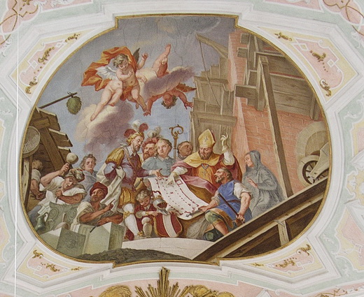 Deckenfresko, Detail: Grundsteinlegung des Klosters 