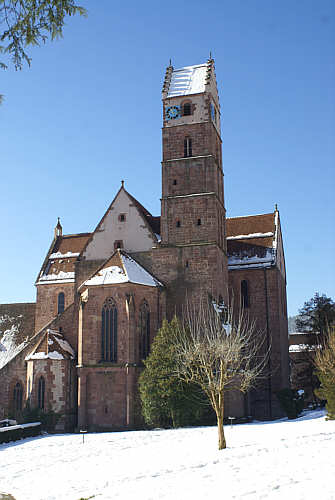 Klosterkirche Alpirsbach im Neuschnee (Bild 2007)