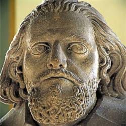 Kopf der Statue Fraidrcish IV. vom Friedrichsbau im Heidelberger Schloss
