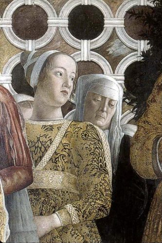 Barbara Gonzaga auf dem Wandbild von Andrea Mantegna in der 