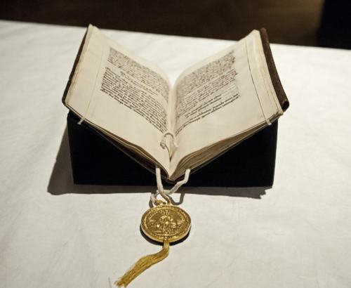 Das Kölner Exemplar der Goldenen Bulle von 1356. © rem, Foto: Maria Schumann 