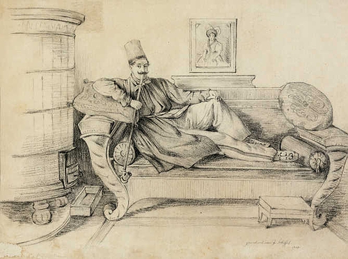 J.V. von Scheffel: Orientale auf einem Sofa, 1840, Bleistift auf Papier. Foto: Landkreis Waldshut