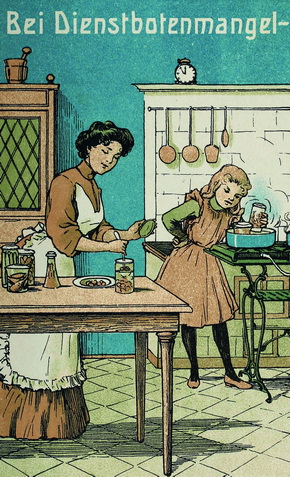 Werbung für Weck-Einmachzubehör - Das Tischlein deck dich bei Dienstbotenmangel. 1900. Badische Landesbibliothek