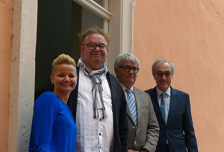 Schlossverwalterin Sandra Moritz, Dr. Ralf Richard Wagner, Wolfgang Schröck-Schmidt und SSG-Geschäftsführer Andreas Falz