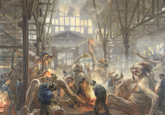 Heinrich Kley: Die Krupp’schen Teufel, Öl auf Leinwand, 1912/13, LWL-Industriemuseum, Westfälisches Landesmuseum für Industriekultur, Dortmund 
