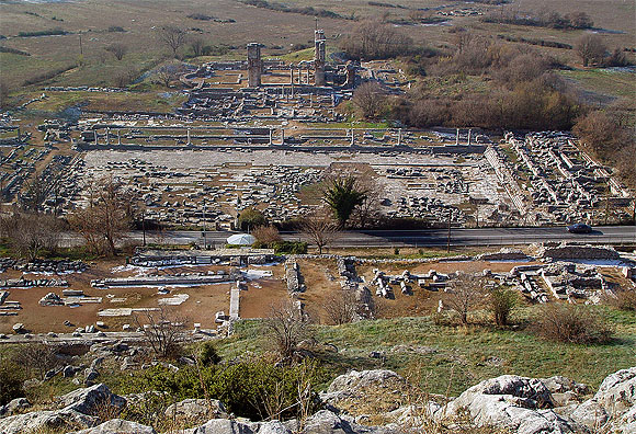 Stadtzentrum des antiken Philippi. Foto: Wikimedia Commons/Marsyas (eig. Werk) 