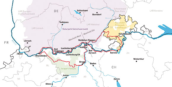 Karte der neuen Hochrhein-Radroute