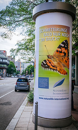 Großformatige Werbung für den Kampf gegen das Insektensterben