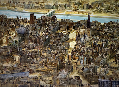 Modell der zerstörten Altstadt von Würzburg im Museum für Stadtgeschichte