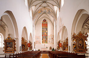 Klosterkirche Heiligkreuztal, Innenansicht zum Altarraum. Foto: SSG