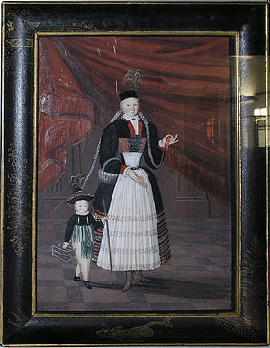 Aus der Serie der Kostümbilder in Schloss Favorite: Die Markgräfin als Frau auf dem Land mit Kind. Foto: kulturer.be