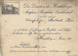 Einladung zur Eröffnung, 29.3.1890. Bld: Heidelberger Straßen- und Bergbahn