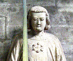 Vermutliche Stifterstatue Heinrichs im Braunschweiger Dom; evtl. aber auch die Darstellung seines Sohnes, des späteren römisch-deutschen Königs und Kaisers Otto IV. Foto: Brunswyk, Wikimedia Commons, CC BY-SA 3.0