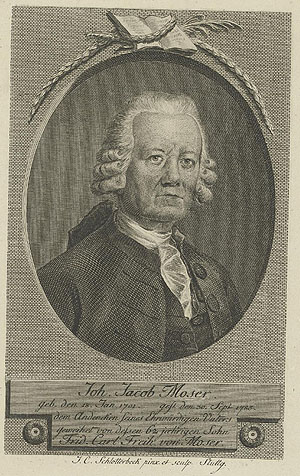 Bildnis des Johann Jakob Moser, Christian Jakob Schlotterbeck. Universitätsbibliothek Leipzig – Porträtstichsammlung. Bild: Gemeinfrei (Public Domain Mark 1.0) 