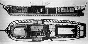 Dampfschiff Stephanie. Zeichnung von Nicolaus Hug. Bild: Wikimedia Commons /PD