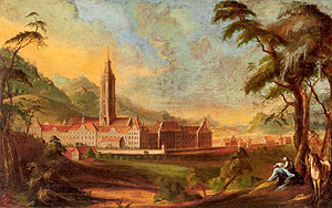Andreas Brugger: Kloster Salem mit Turm. Um 1765. Bild: Wikimedia Commons /PD.