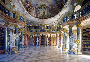 Kloster Wiblingen, Bibliothekssaal. Foto: Arnim Weischer, LMZ/SSG