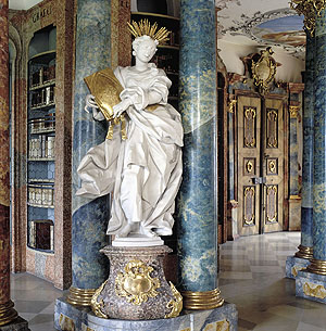 Kloster Wiblingen, Bibliothekssaal, Allegorie des Gehorsams. Foto: Arnim Weischer, LMZ/SSG
