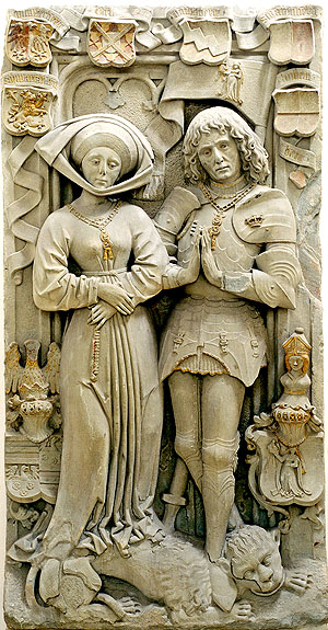 Klosterkirche Wiblingen: Epitaph des Grafen Eberhard V. von Kirchberg und seiner Frau Kunigunde von Wertheim. Foto: SSG / LMZ, Steffen Hauswirth.