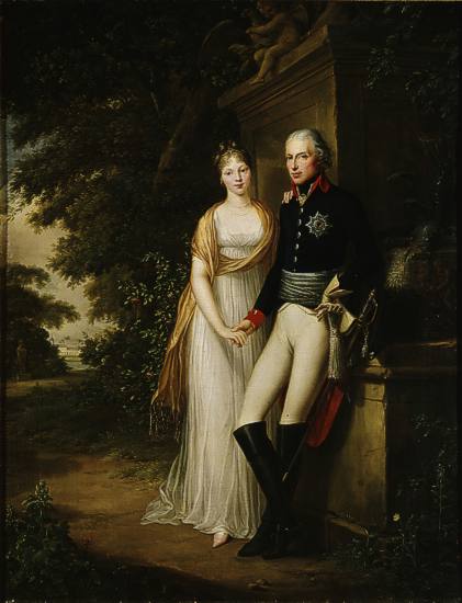 Friedrich Georg Weitsch, Friedrich Wilhelm III. und Knigin Luise im Schlossgarten von Charlottenburg. 1799
